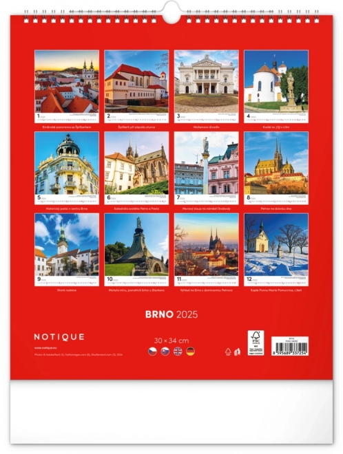 Calendario da parete Brno 2025