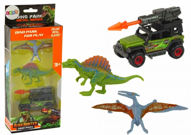 Set di Figure di Dinosauri con Auto Razzo Arancione