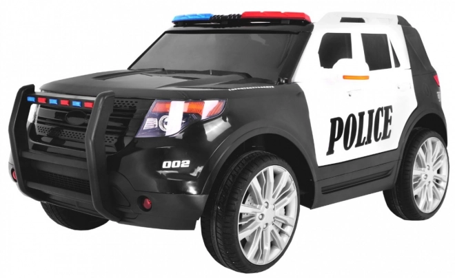 SUV per bambini con batteria della polizia + sirene + luci + megafono + telecomando + avvio lento + EVA + adesivi