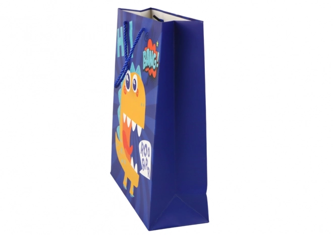 Borsa regalo in carta blu dinosauro