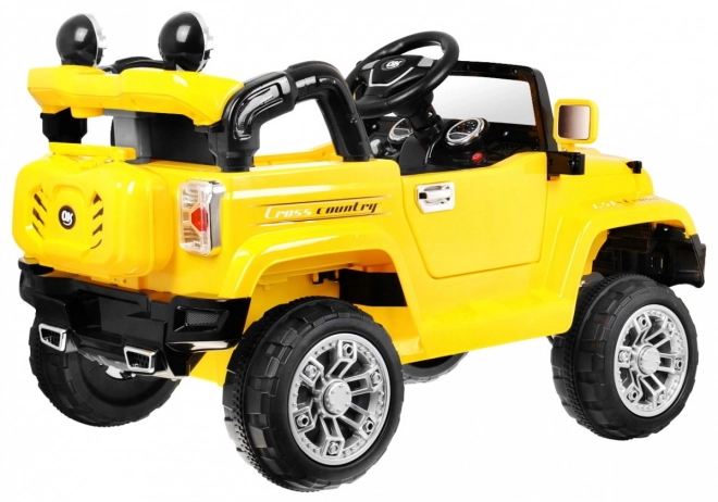 JJ auto fuoristrada a batteria per bambini giallo + Telecomando + Spazio di stoccaggio + Luci + Audio