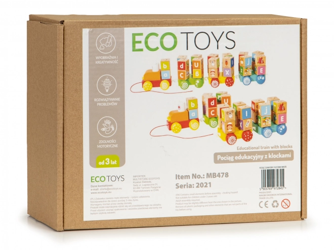 Trenino di legno educativo con blocchi e alfabeto Ecotoys