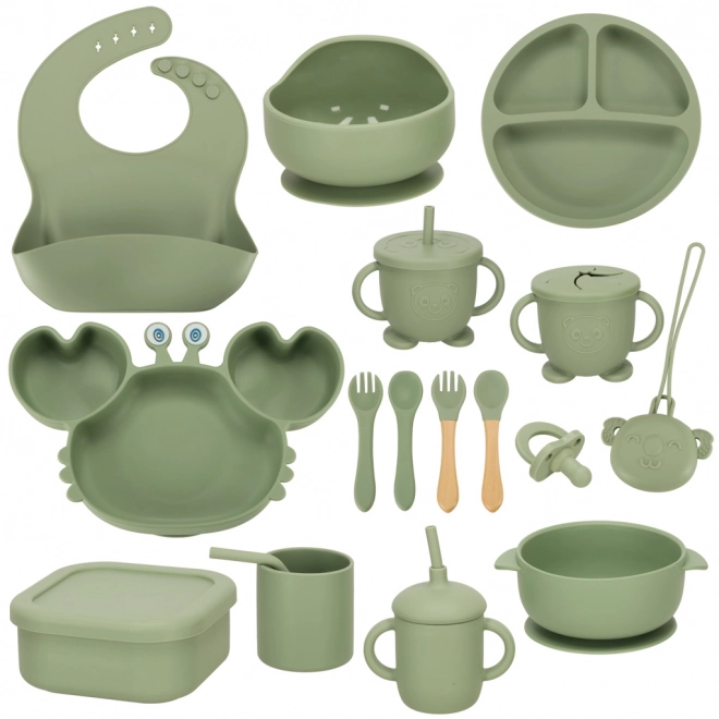 Set piatti in silicone per bambini verde