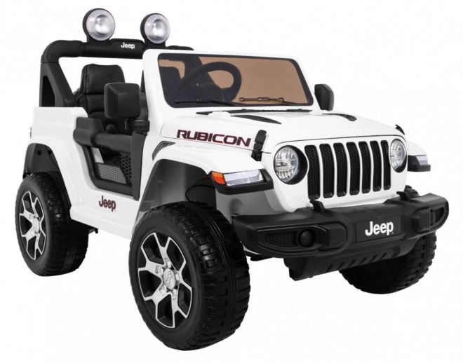 Jeep Wrangler Rubicon batteria per bambini Bianco + telecomando + radio MP3 LED + ruote EVA