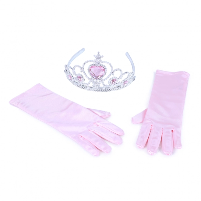 Set principessa con guanti e diadema rosa