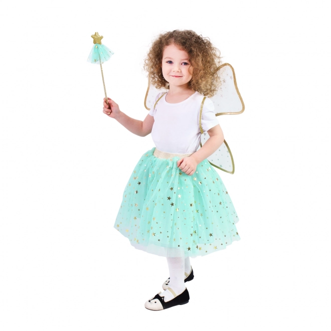 Costume Bambina Fata Verde con Bacchetta e Ali