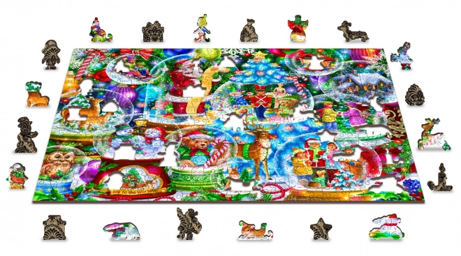 Puzzle di legno palle di neve natalizie 2 in 1