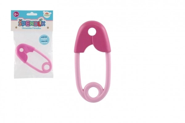 Sonaglio a spilla per neonati 12 cm rosa