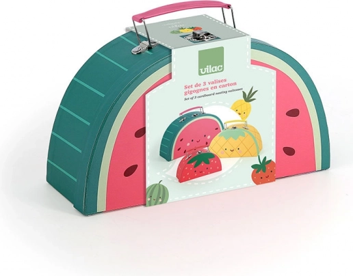 Vilac Set di 3 Valigette con Motivi di Frutta