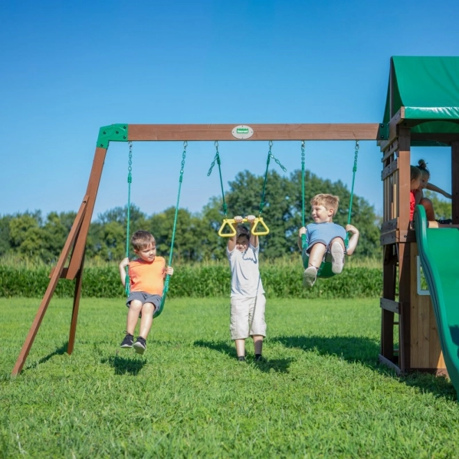 Parco giochi in legno Lakewood con altalene e scivolo