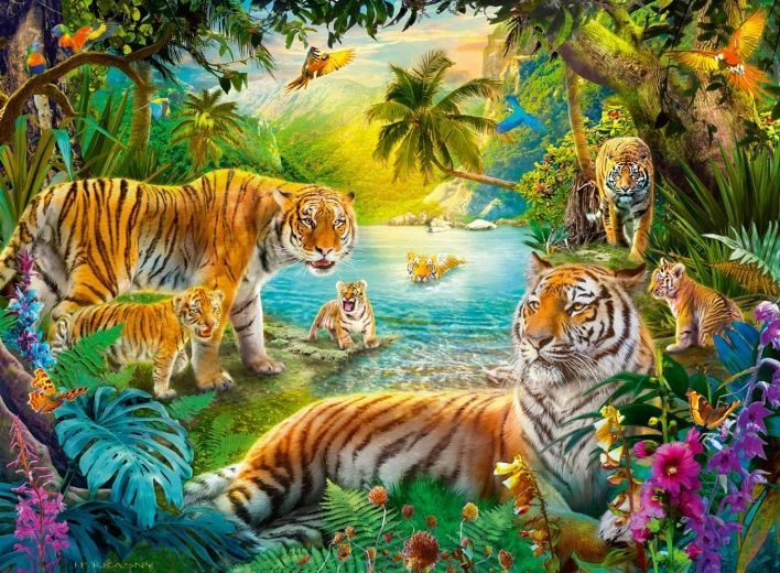 Puzzle Ravensburger Oasi delle tigri 500 pezzi