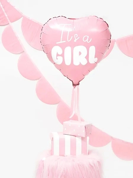 Palloncino a elio It's a Girl cuore rosa 48cm