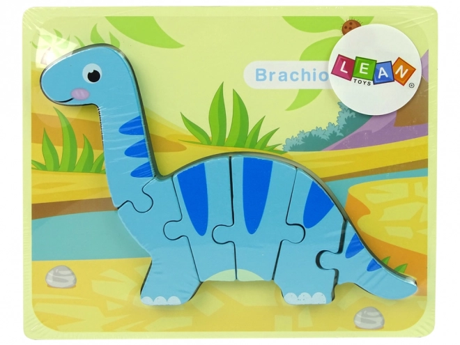 Puzzle in legno dinosauro Brachiosauro blu