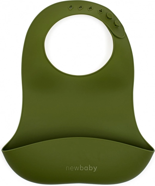 Bavaglino in silicone New Baby verde oliva