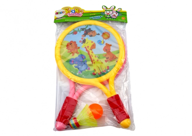 Racchette Badminton Bambini Animali Giallo Rosa