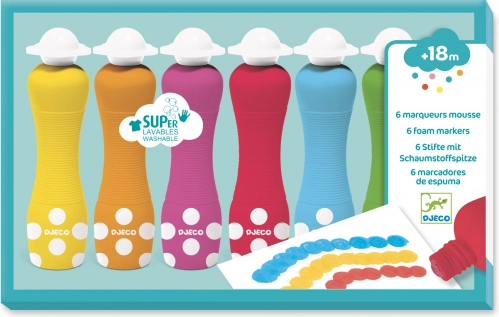 Djeco colori in spugna con applicatore a tampone per bambini