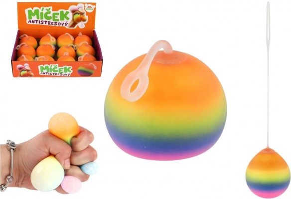 Palla antistress arcobaleno da spremere 6 cm