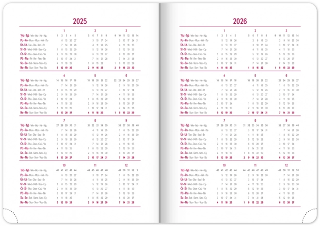 Agenda settimanale Neo Aprint 2025 rosa