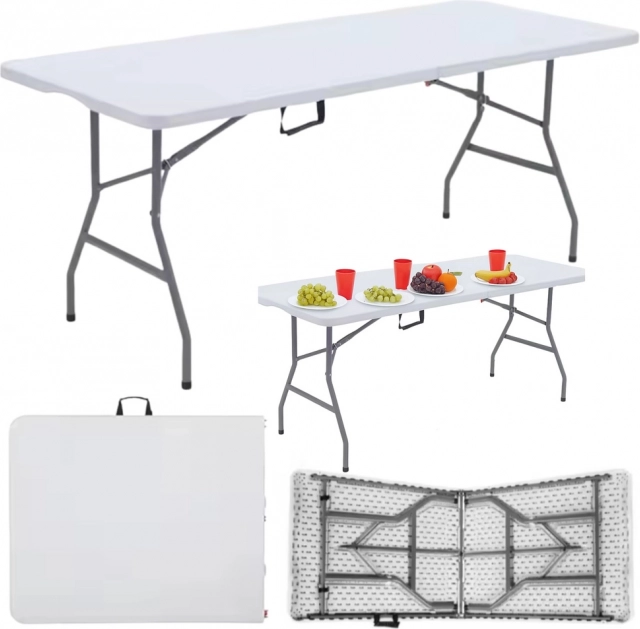 Tavolo pieghevole bianco per banchetti 180 x 74 cm
