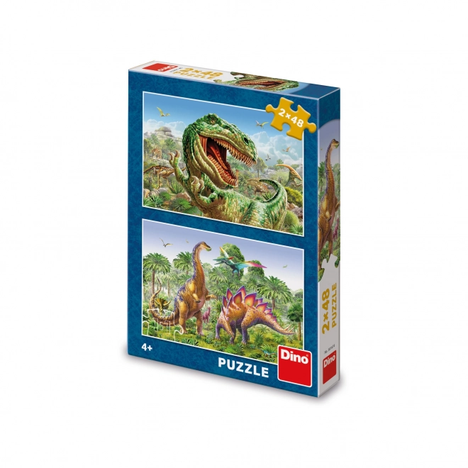 Puzzle Battaglia dei Dinosauri 2x48 Pezzi