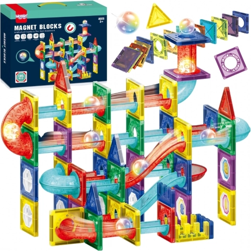 Woopie costruzioni magnetiche 3D – pista a biglie educativa, 105 pezzi