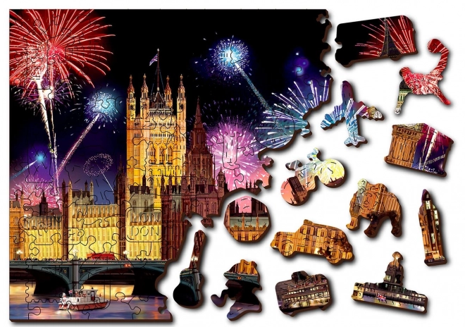 Puzzle in legno Londra di notte 2 in 1