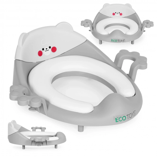 Sedile WC per bambini con maniglie, cuscino morbido, grigio, ECOTOYS