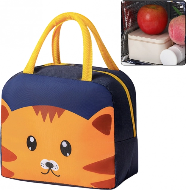 Borsa termoisolante per merende con motivo gatto blu 23 cm