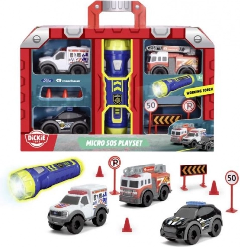 Set SOS micro con torcia – mini vigili del fuoco, polizia e ambulanza