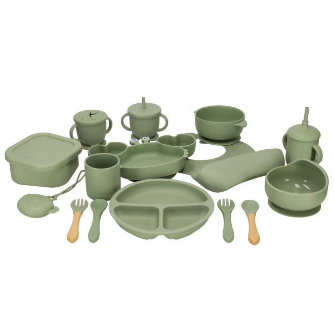 Set piatti in silicone per bambini verde