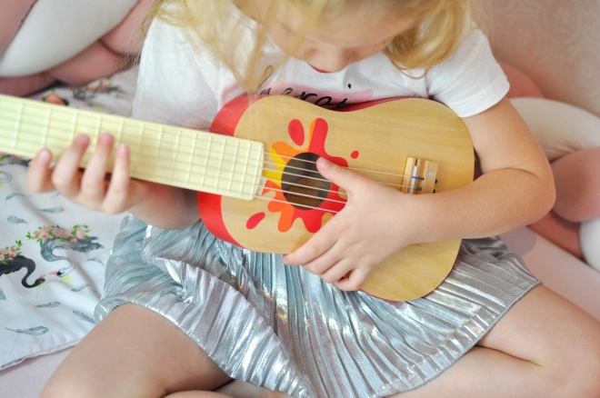 Chitarra in legno con plettro per bambini