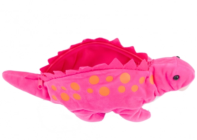 Dinosauro peluche astuccio con cerniera rosa