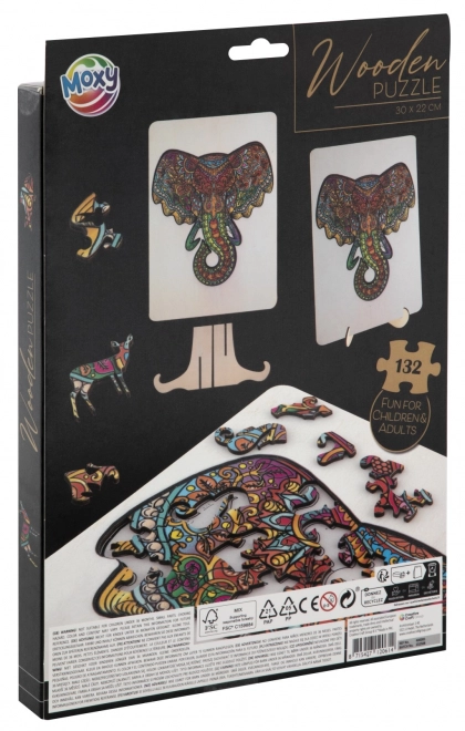 Puzzle sagomato elefante in legno