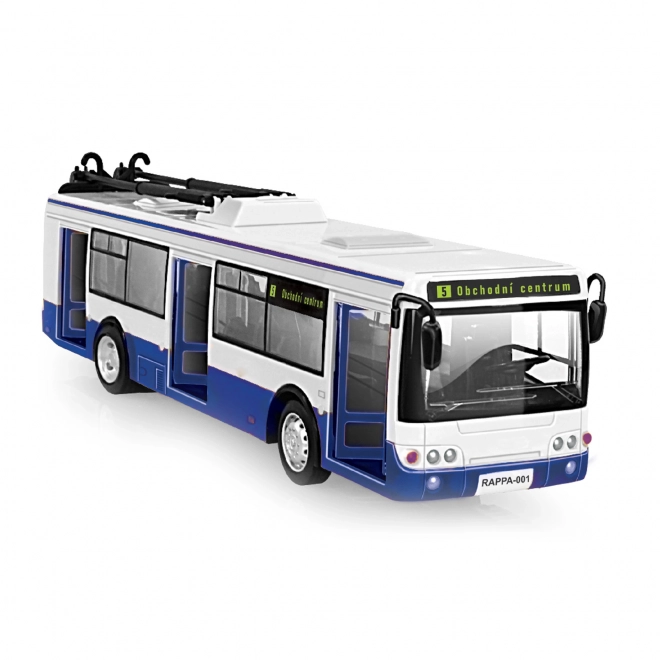 Trolleybus con annuncio fermate in ceco 28 cm blu