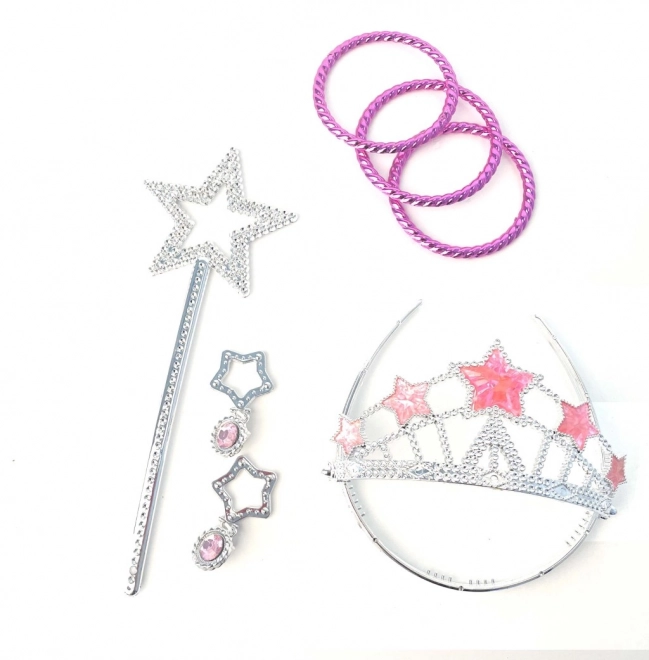 Set principessa con braccialetti, corona e orecchini