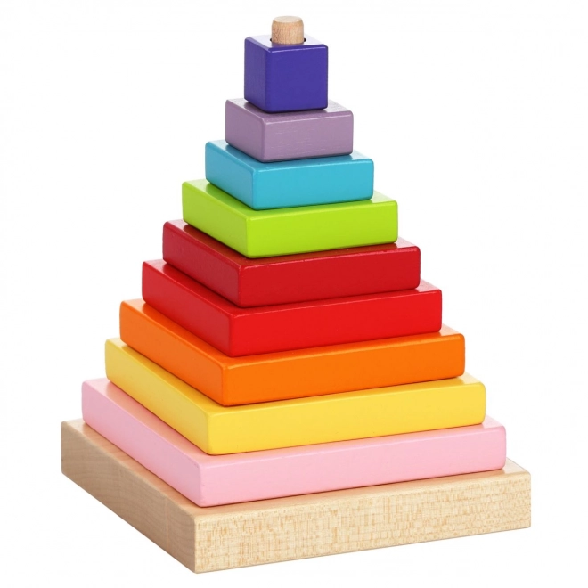 Piramide Colorata In Legno - Puzzle 9 Pezzi