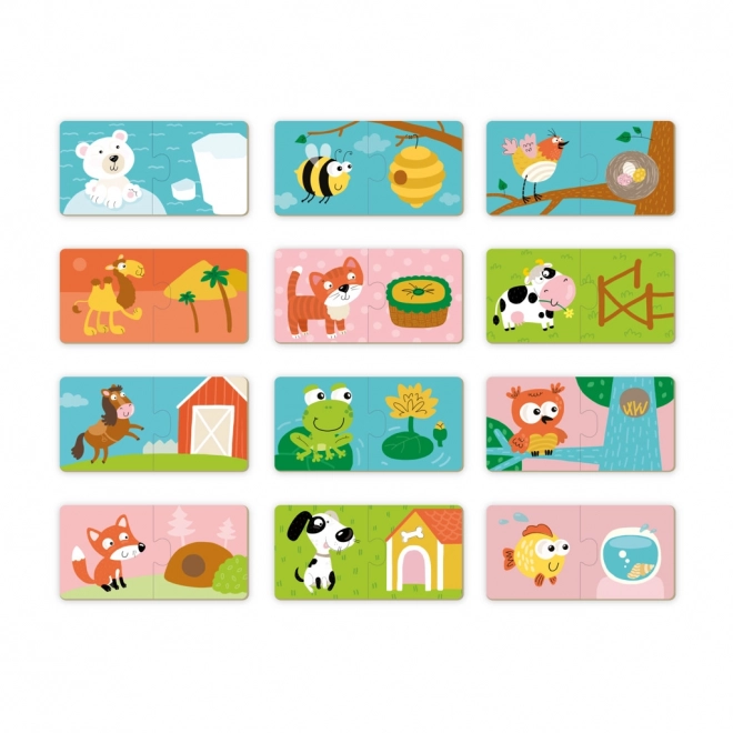 Puzzle Duo Dove vivono gli animali - 12x2 pezzi
