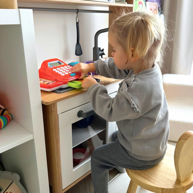 cassa giocattolo con calcolatrice e accessori woopie