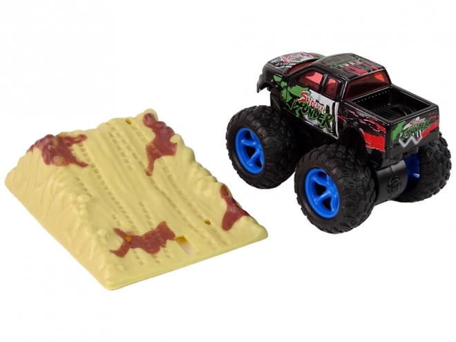 Macchina giocattolo Monster Truck con gomme in gomma e rampa