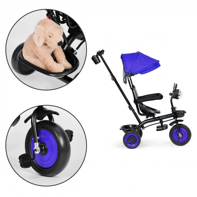 Triciclo passeggino 3 in 1 per bambini con sedile girevole e capottina