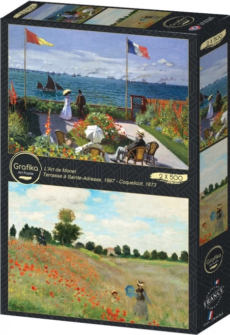 Puzzle Giardino a Sainte Adresse e Campo di papaveri 2x500 pezzi