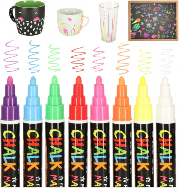 Set di pennarelli a gesso per lavagne e vetro - 8 colori