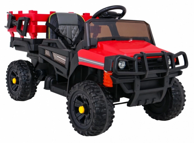 Pick-up agricolo per bambini rosso + telecomando + vagone bagagli + pala + EVA + MP3 LED