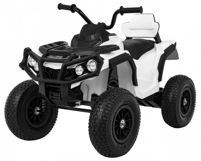 Batteria ATV Air Quad Bianco per Bambini + Ruote Gonfiabili + Radio MP3 + Avviamento Gratuito