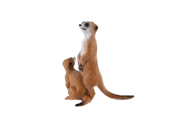 Figura decorativa Suricata con cucciolo - plastica, marrone chiaro, 8cm