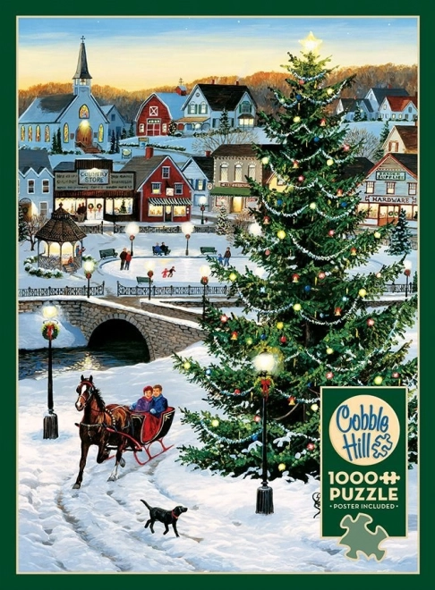 COBBLE HILL Puzzle Albero di Natale in Villaggio 1000 pezzi