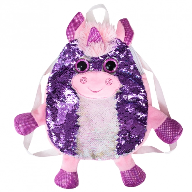 Zaino unicorno con paillettes viola