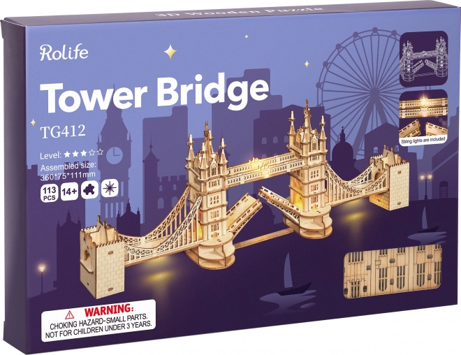Puzzle in legno 3D Tower Bridge illuminato