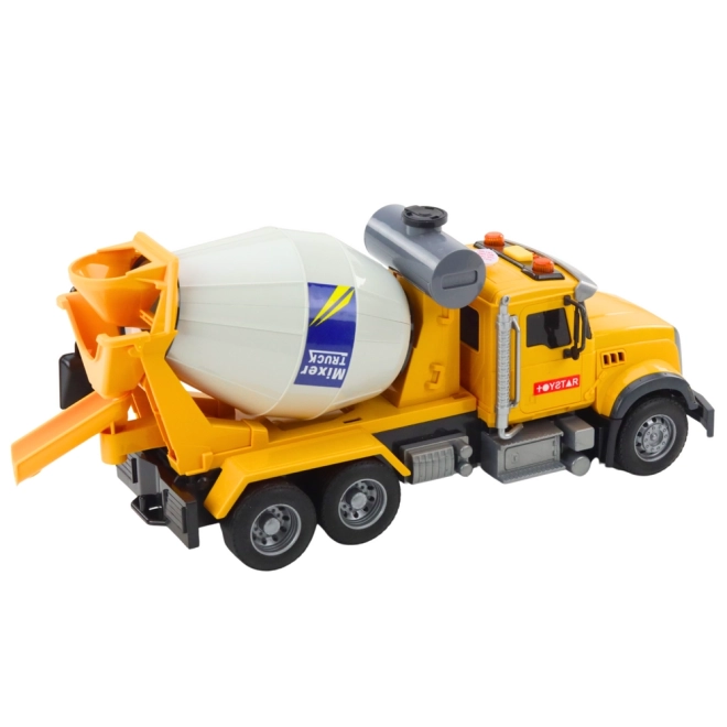 Camion giallo con betoniera con luci e suoni