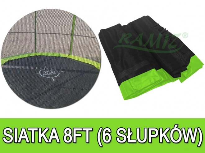 Siatka protettiva verde SkyRamiz per trampolino da giardino 244cm / 8FT con 6 tunnel per montanti